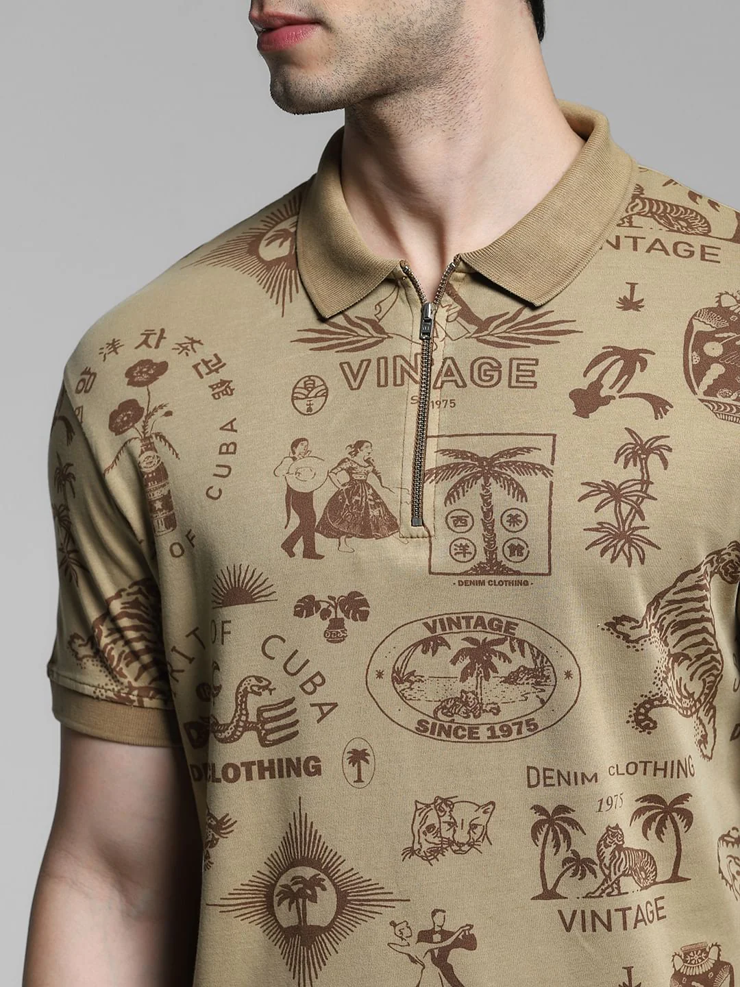 Brown Printed Cotton Polo - Image 5