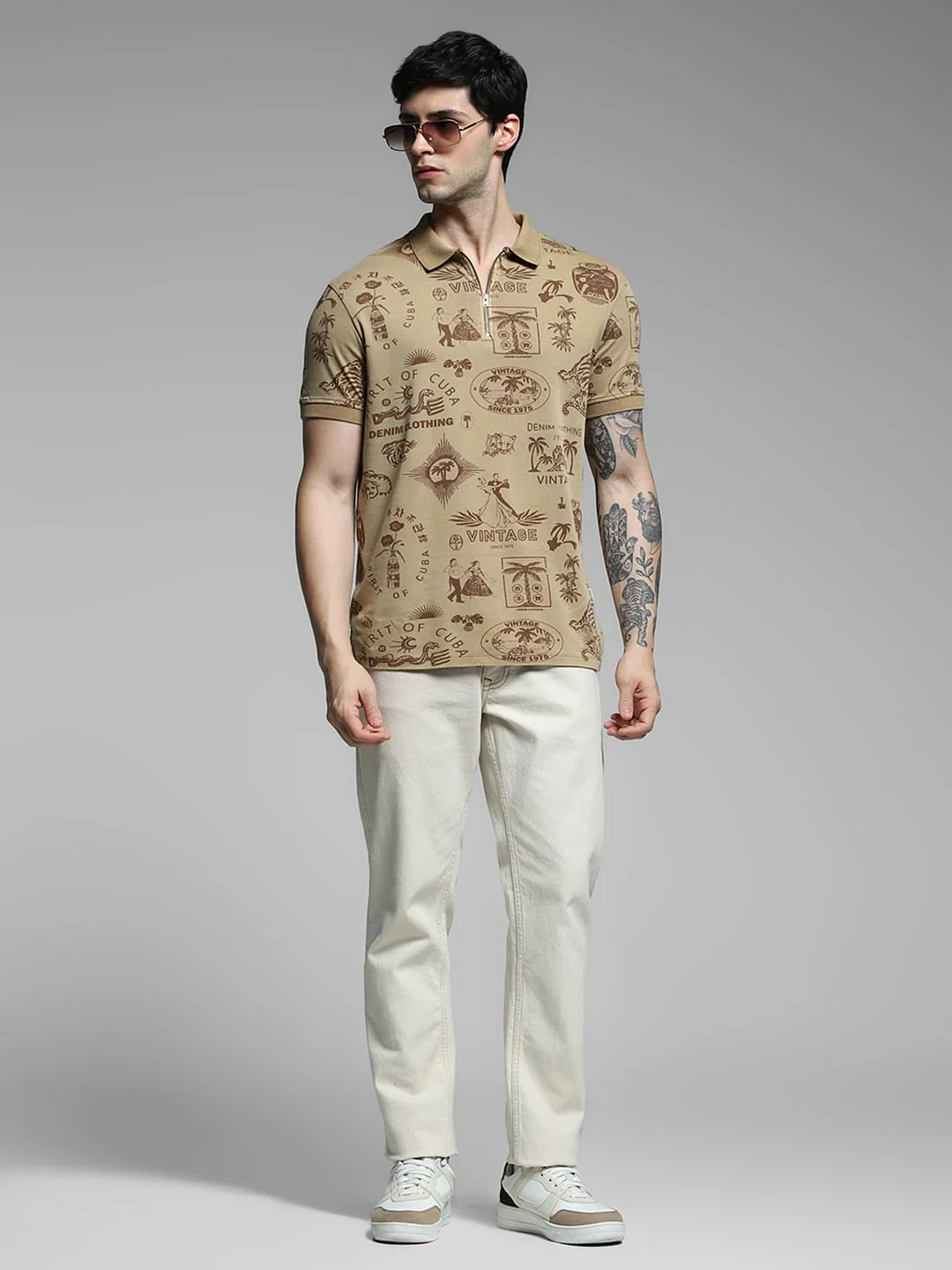 Brown Printed Cotton Polo - Image 6