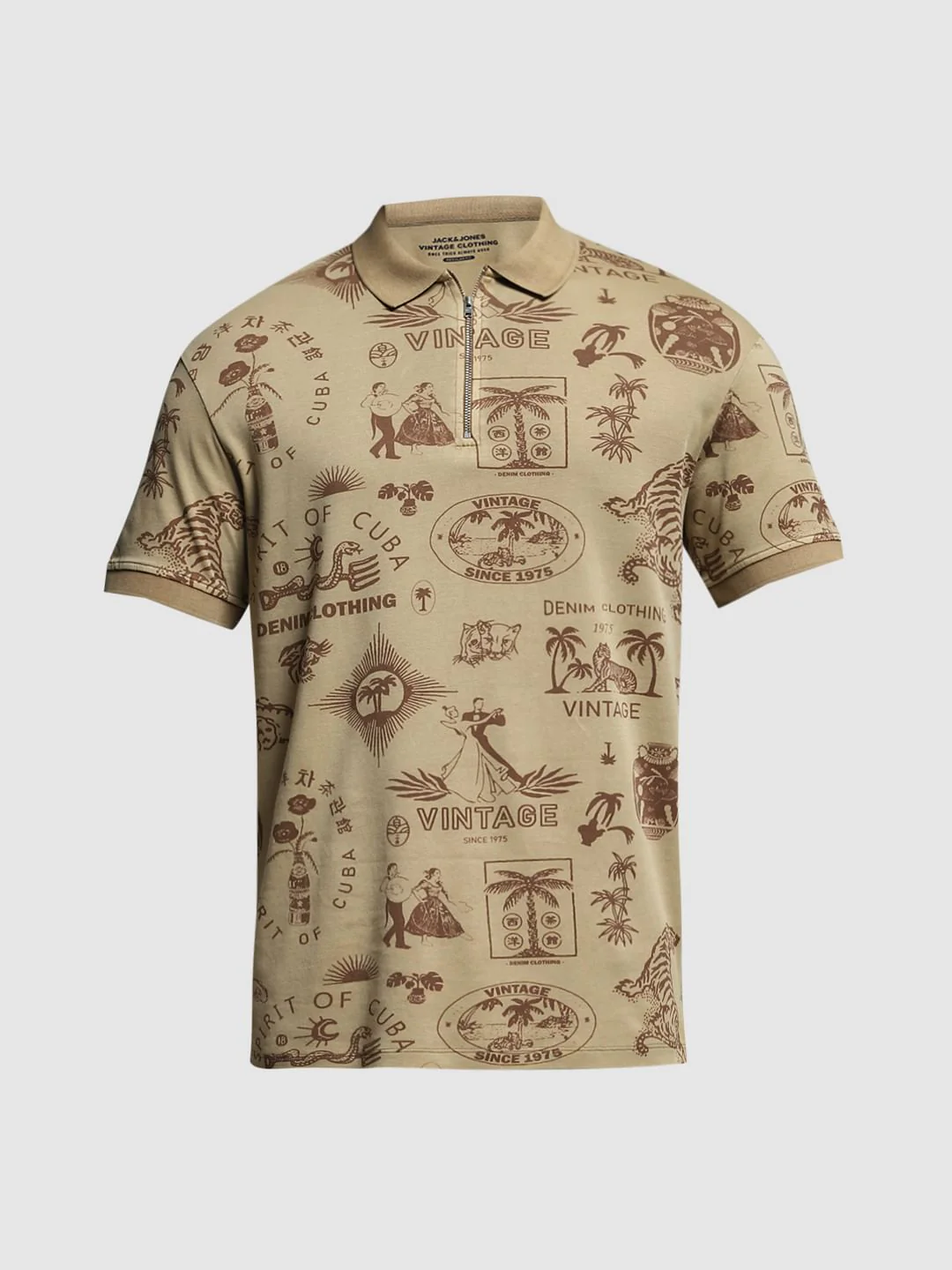 Brown Printed Cotton Polo - Image 7