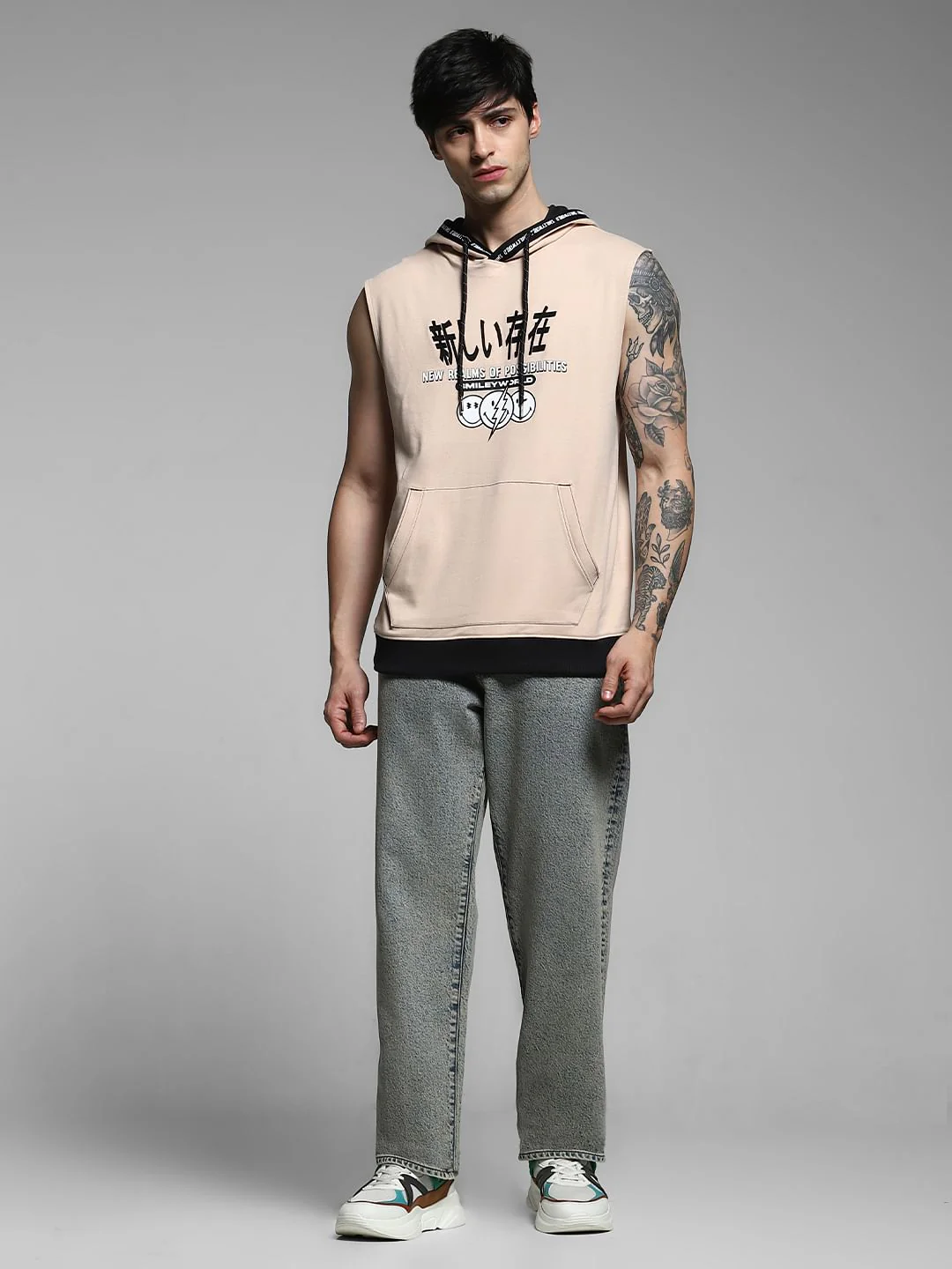 SmileyWorld Beige Printed Hooded T-shirt - Image 6