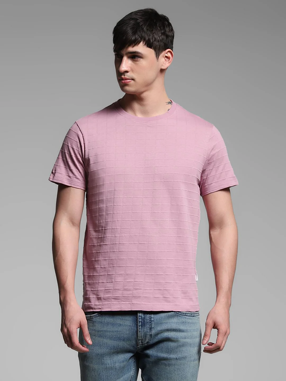 Purple Cotton Jacquard T-shirt - Image 2