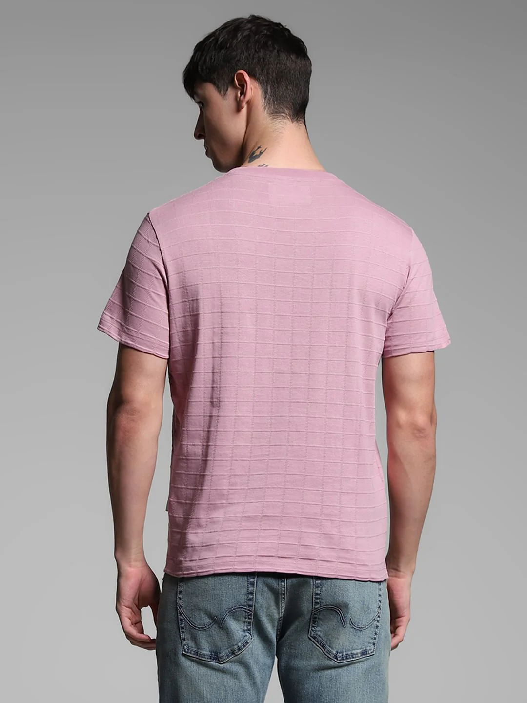 Purple Cotton Jacquard T-shirt - Image 4
