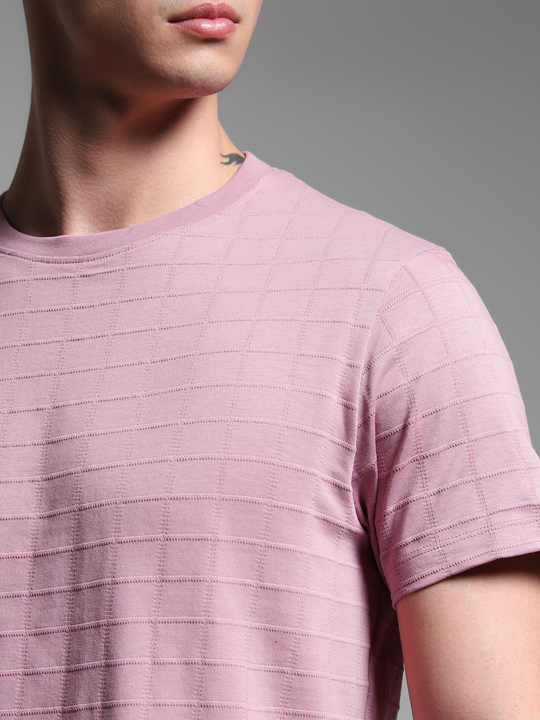 Purple Cotton Jacquard T-shirt - Image 5