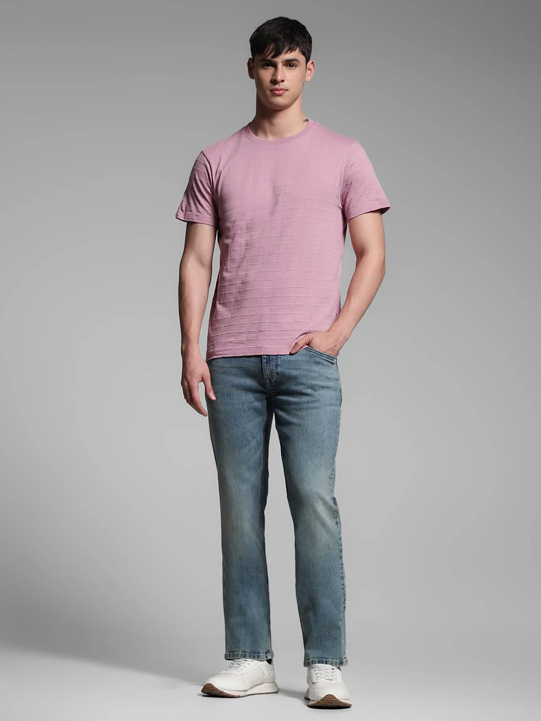 Purple Cotton Jacquard T-shirt - Image 6