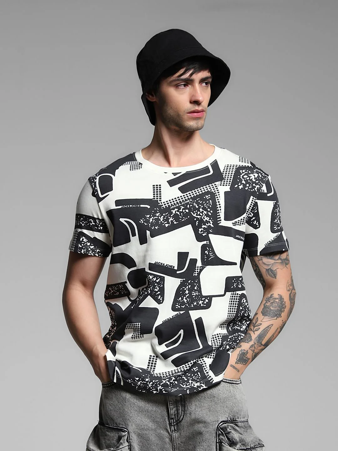 White Printed Cotton T-shirt