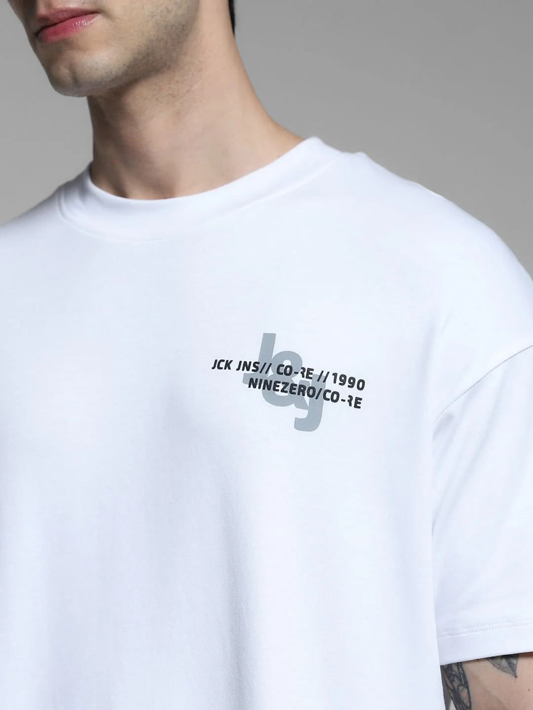 White Printed Oversized T-shirt - Image 6