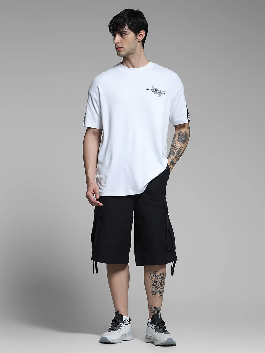 White Printed Oversized T-shirt - Image 7