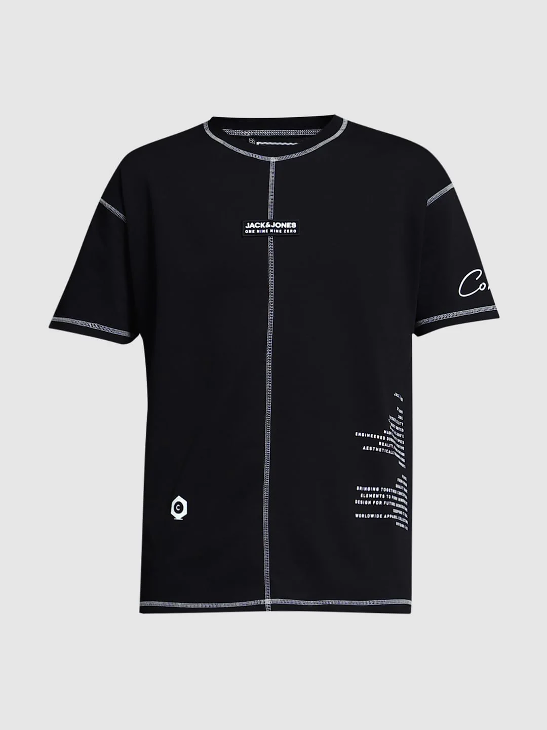 Black Contrast Stitch Oversized T-shirt - Image 7