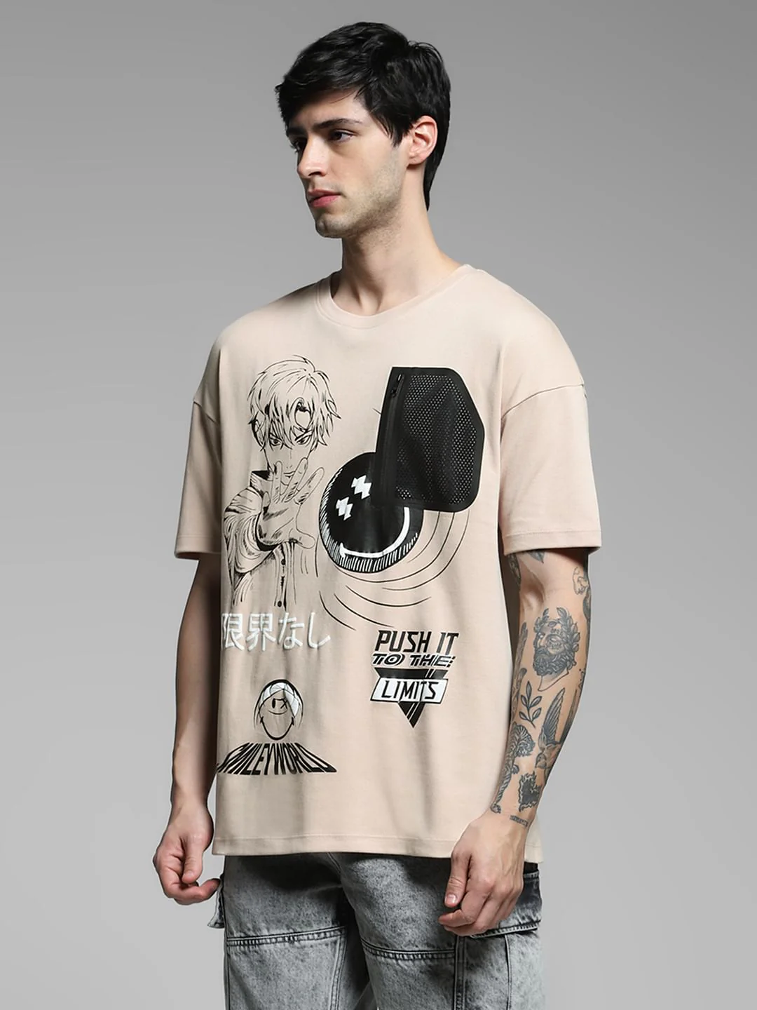 SmileyWorld Beige Printed Boxy Fit T-shirt - Image 3