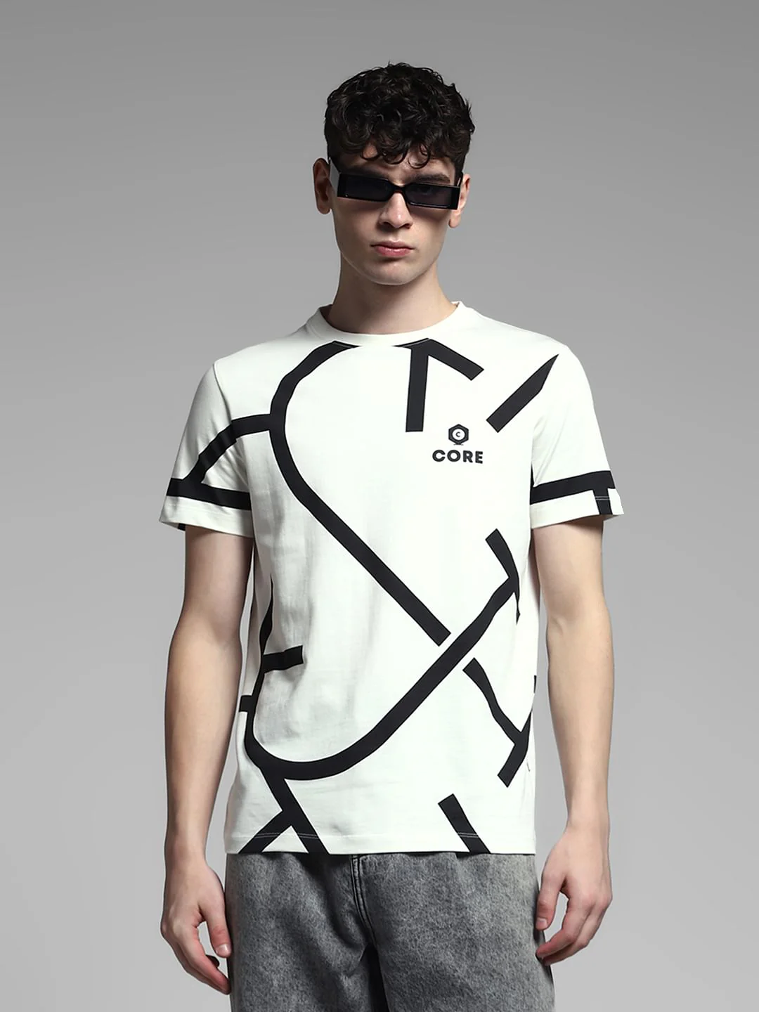 White Printed Cotton T-Shirt