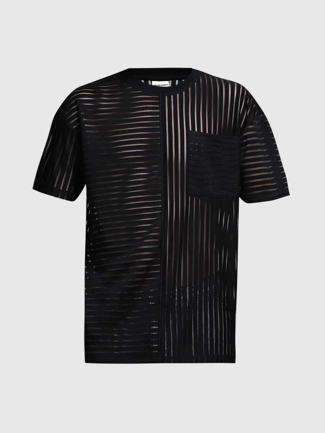 Black Striped Sheer Oversized T-shirt - Image 7