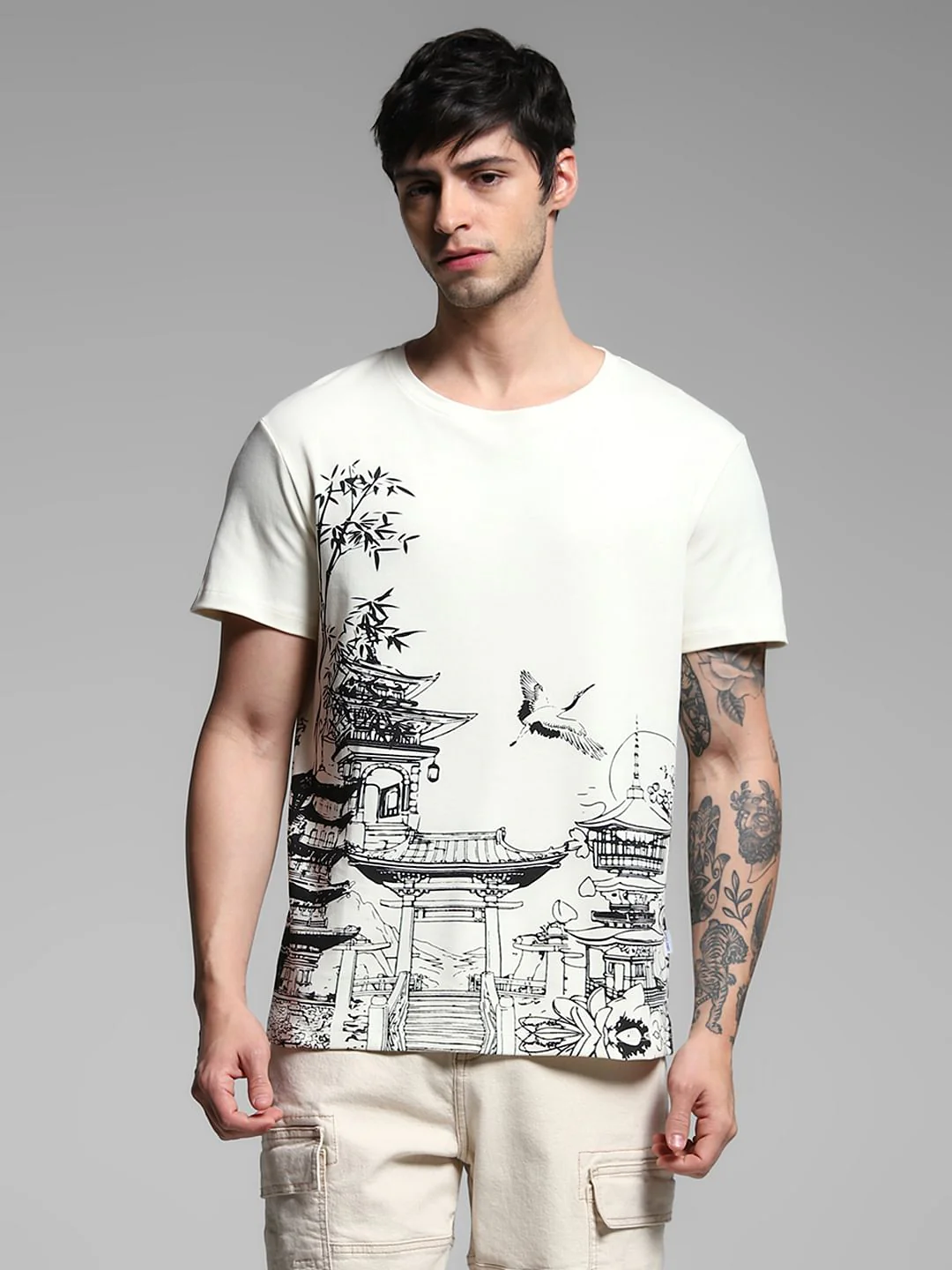 White Graphic Print Cotton T-shirt - Image 2