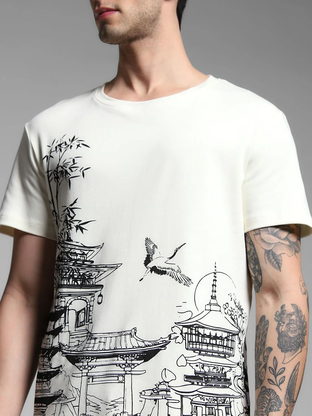 White Graphic Print Cotton T-shirt - Image 5