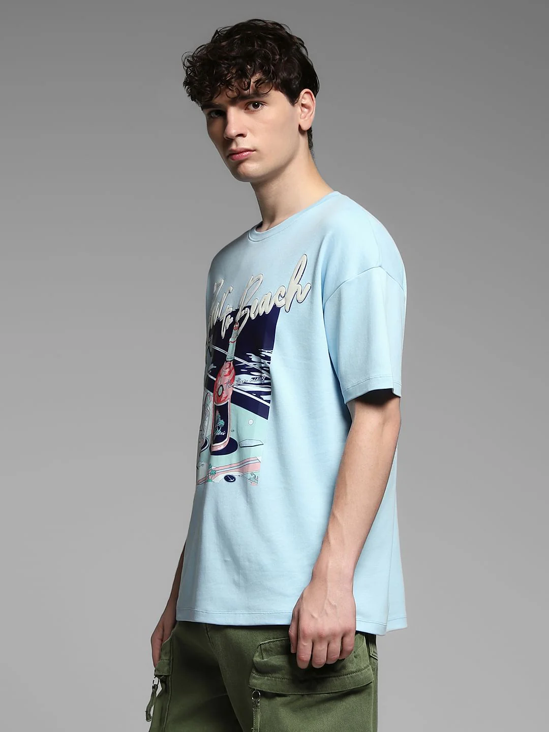 Blue Printed Oversized T-shirt - Image 3
