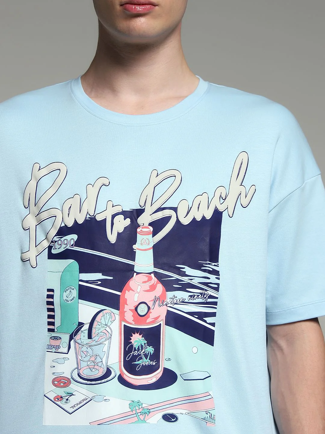 Blue Printed Oversized T-shirt - Image 5