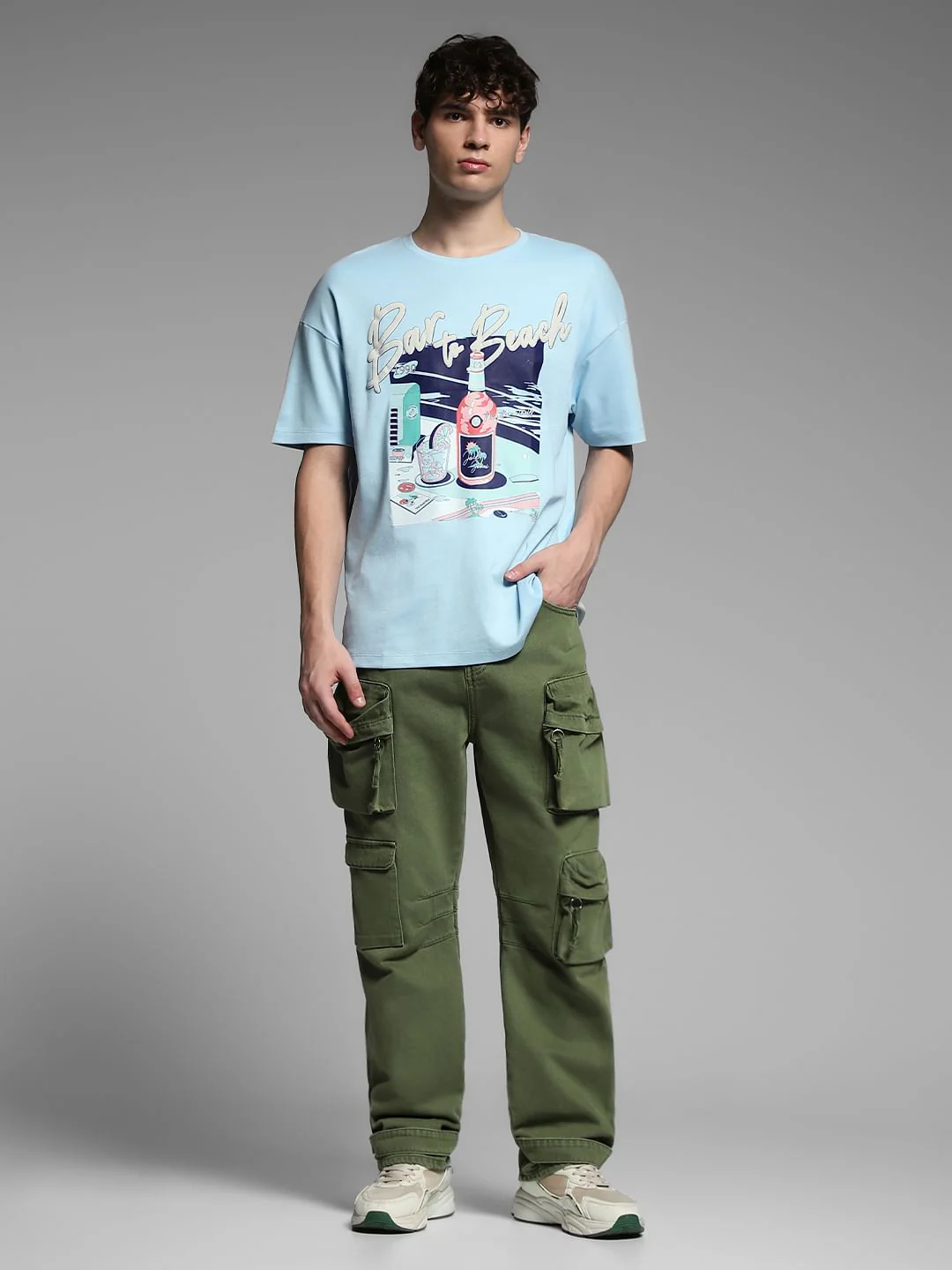 Blue Printed Oversized T-shirt - Image 6