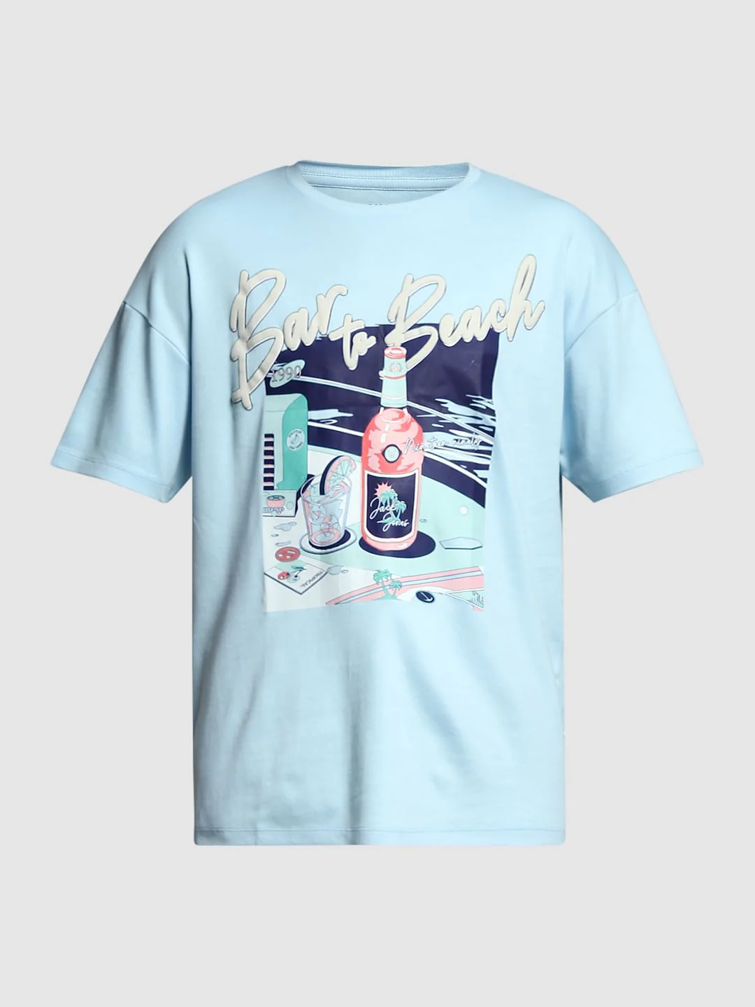 Blue Printed Oversized T-shirt - Image 7