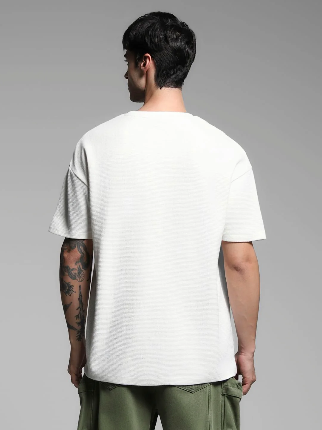 White Embroidered Print Oversized T-shirt - Image 4