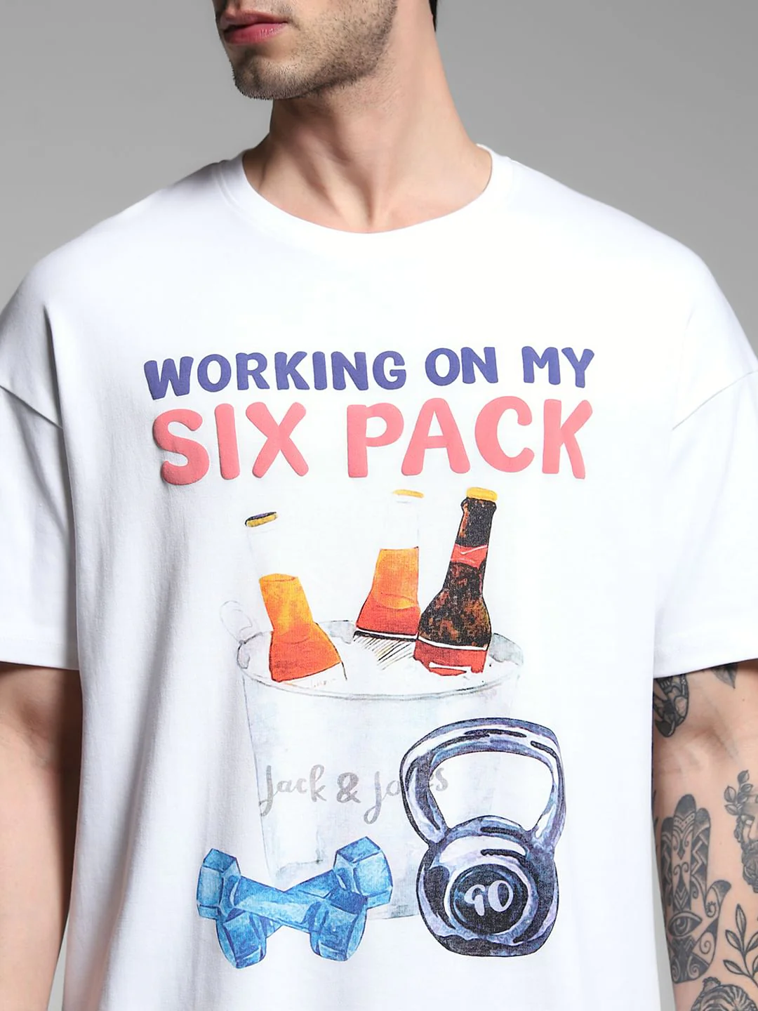 White Graphic Print Cotton T-shirt - Image 2