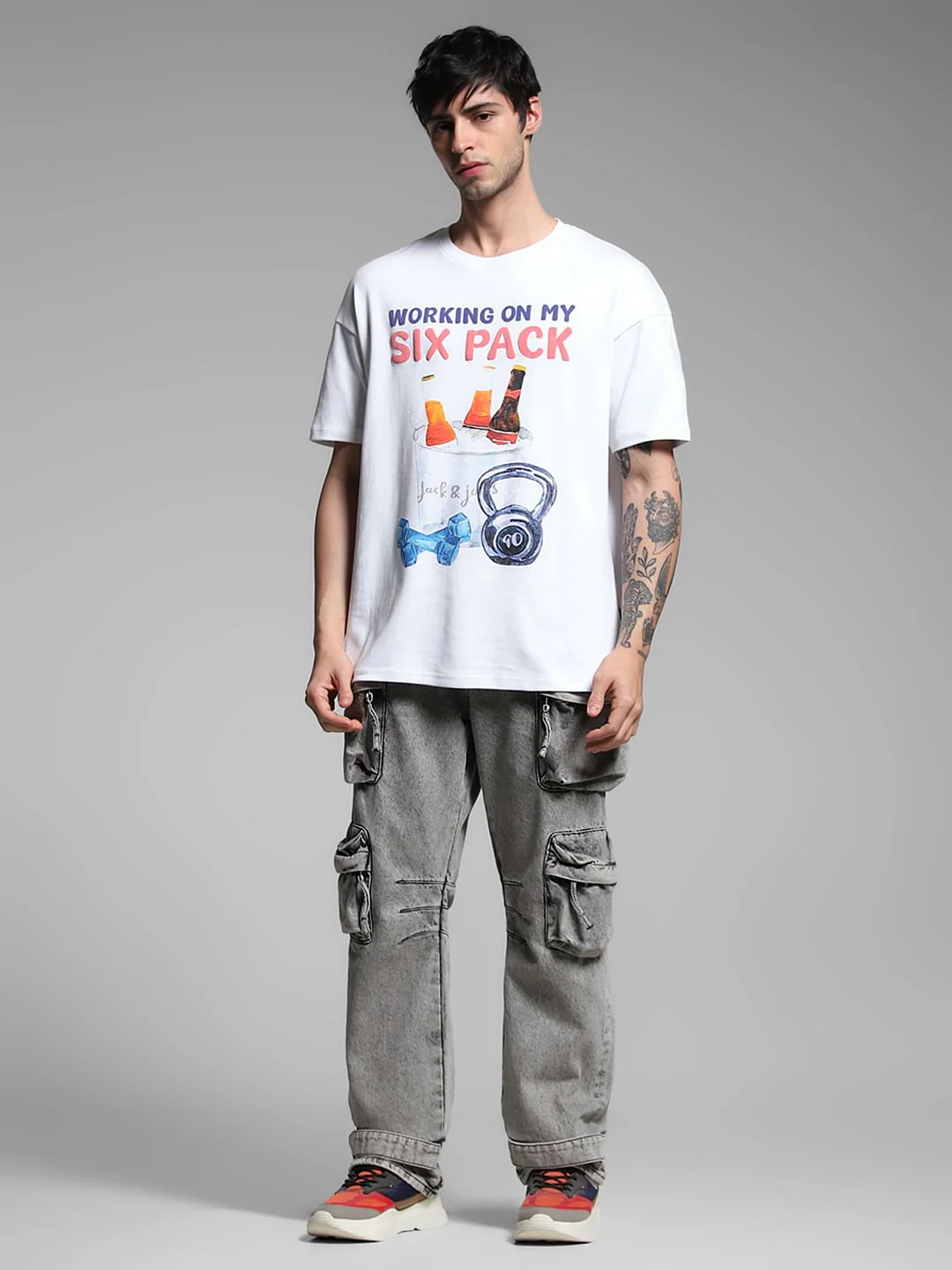 White Graphic Print Cotton T-shirt - Image 6