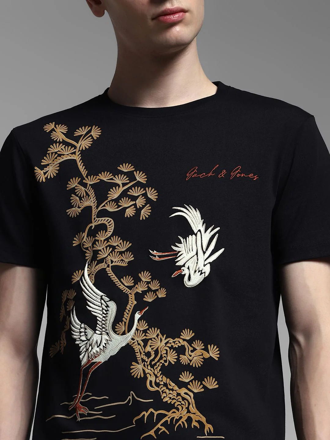 Black Embroidered Graphic T-shirt - Image 5