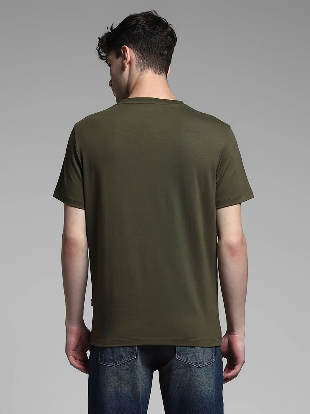 Olive Embroidered Print Cotton T-shirt - Image 4
