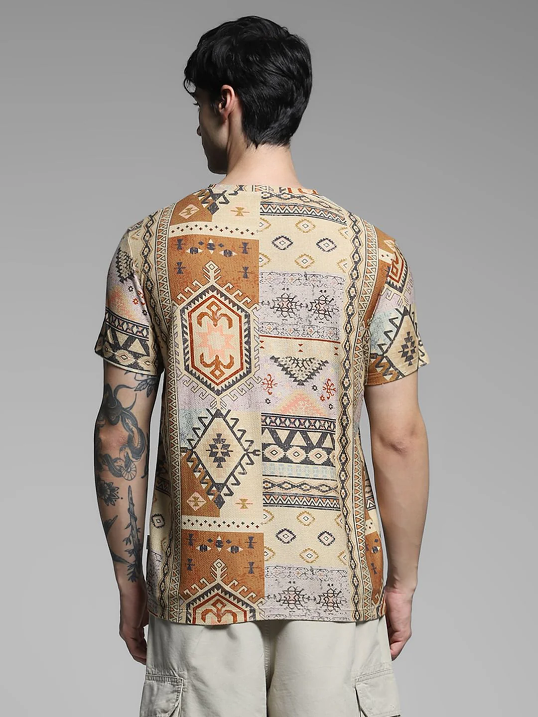 Brown Printed Cotton T-shirt - Image 4