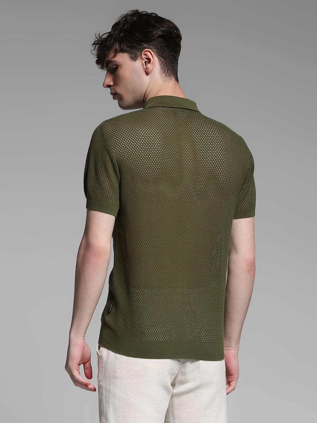 Olive Front Open Pullover - Image 4