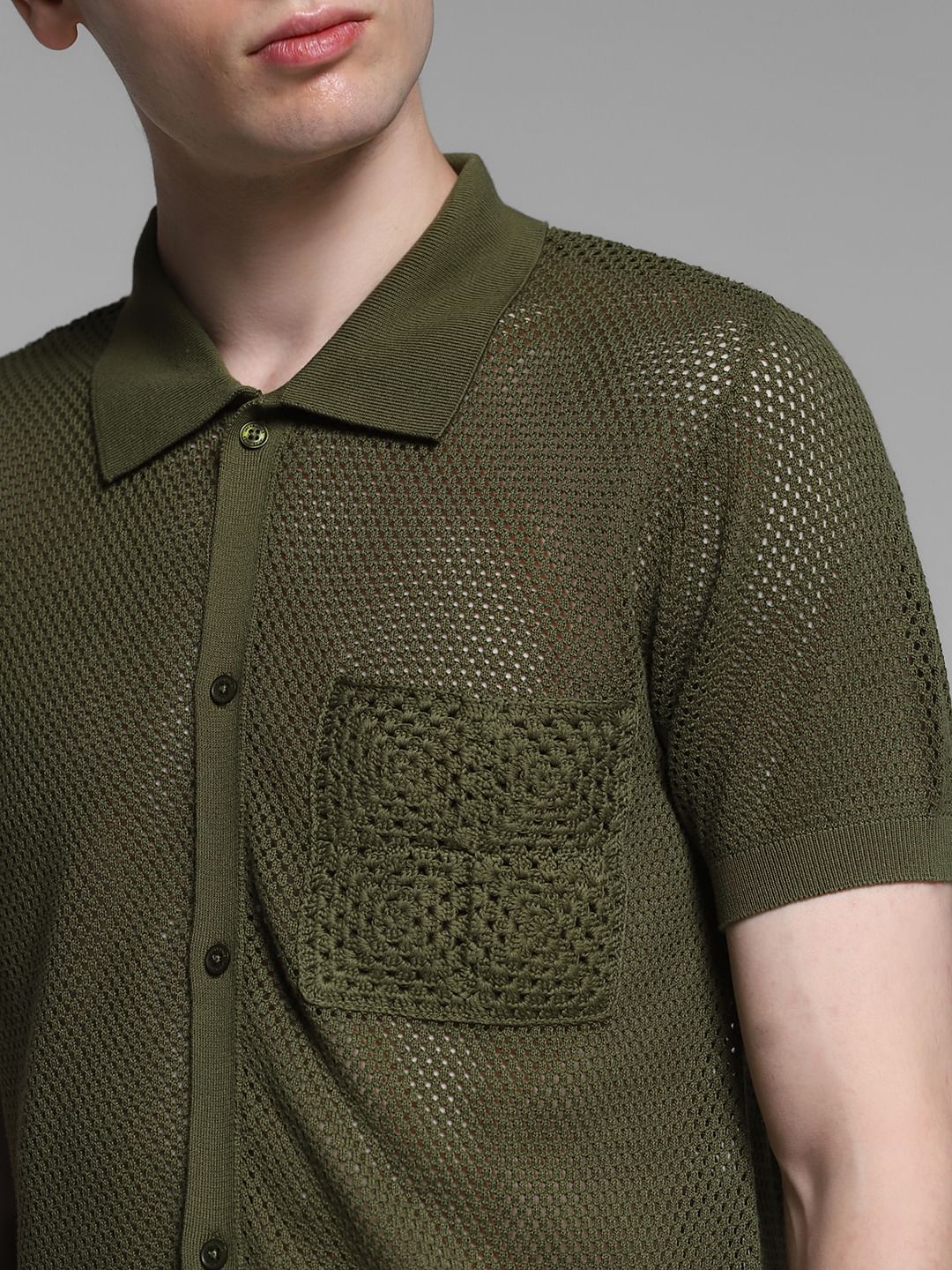 Olive Front Open Pullover - Image 5