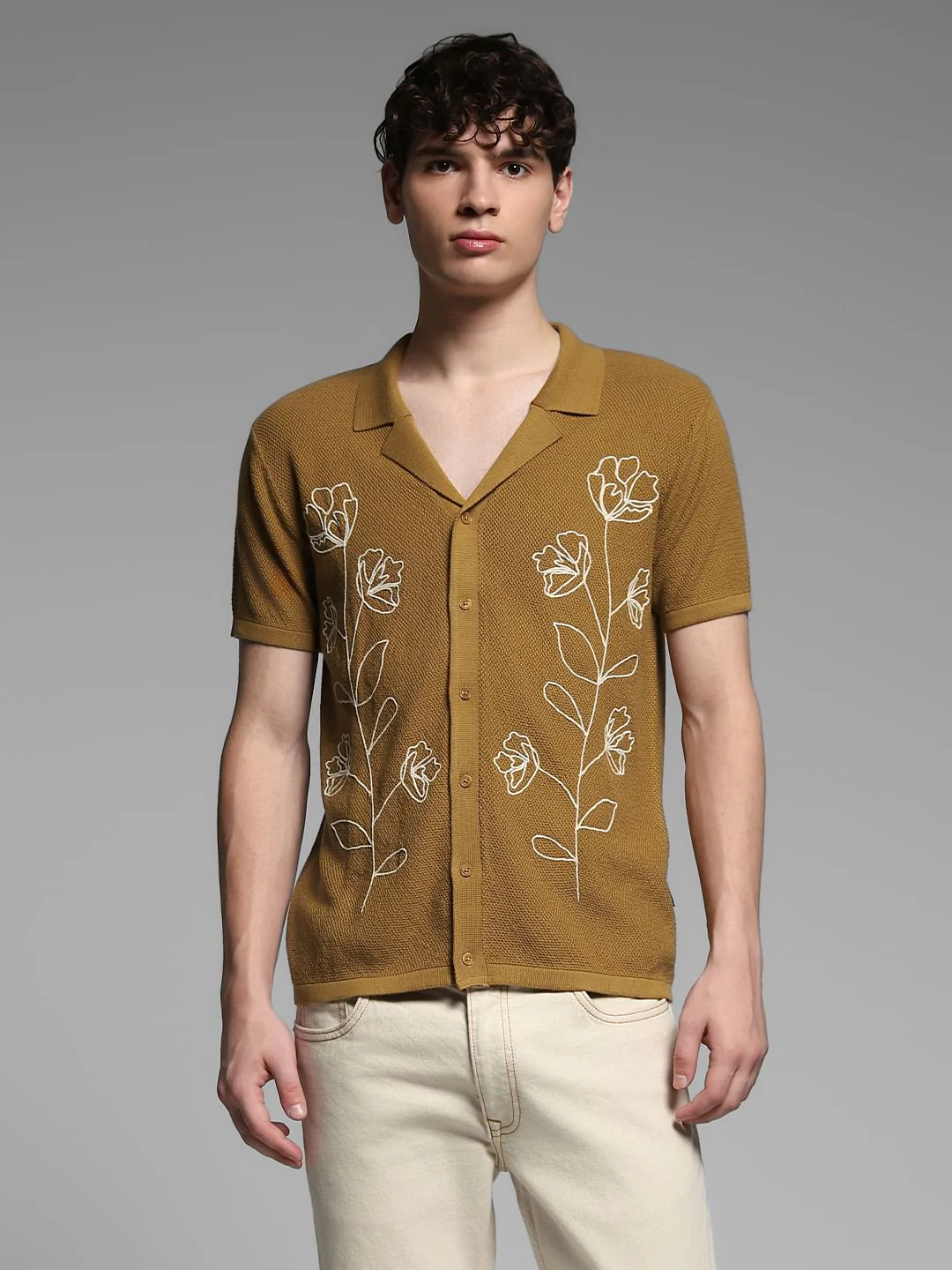Brown Printed Front Open Pullover - Image 2