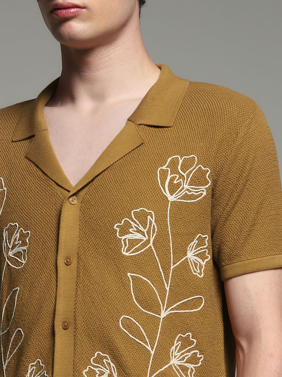 Brown Printed Front Open Pullover - Image 5