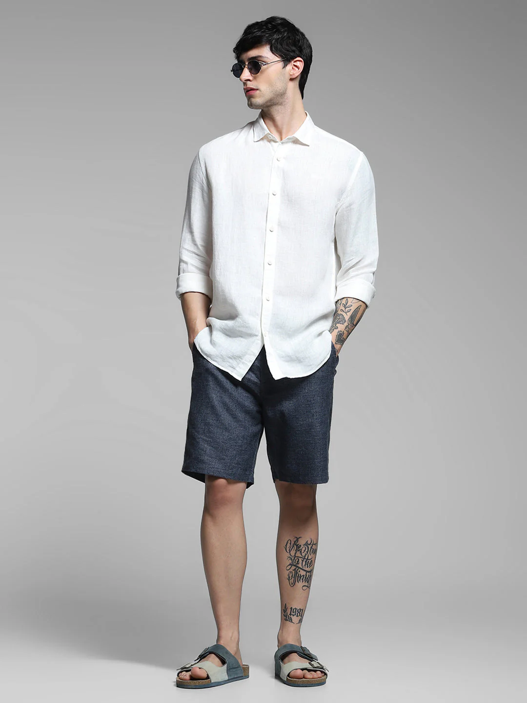 JACK&JONES Navy Blue Linen Blend Shorts - Image 6