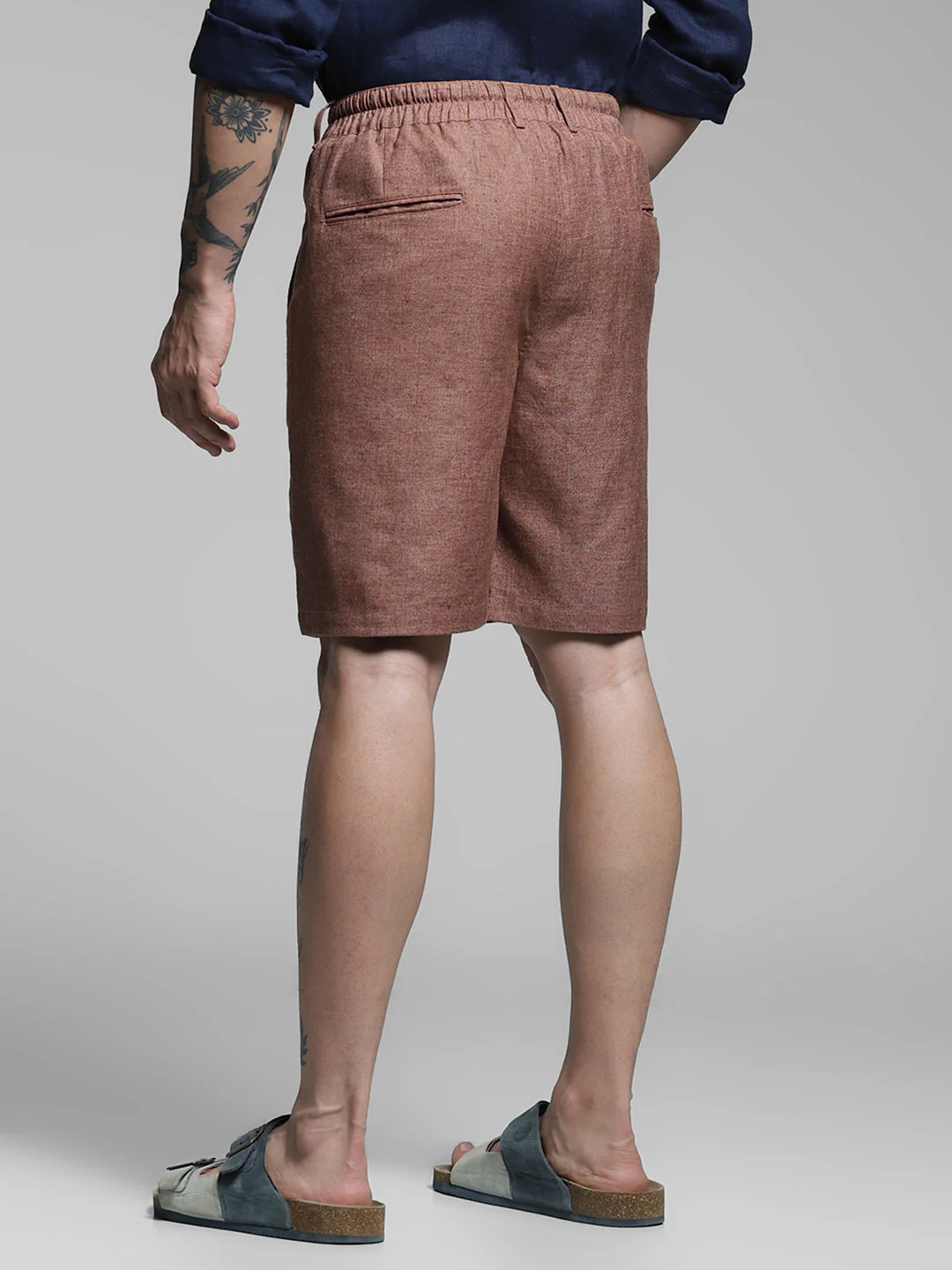 JACK&JONES Dark Brown Linen Blend Shorts - Image 3