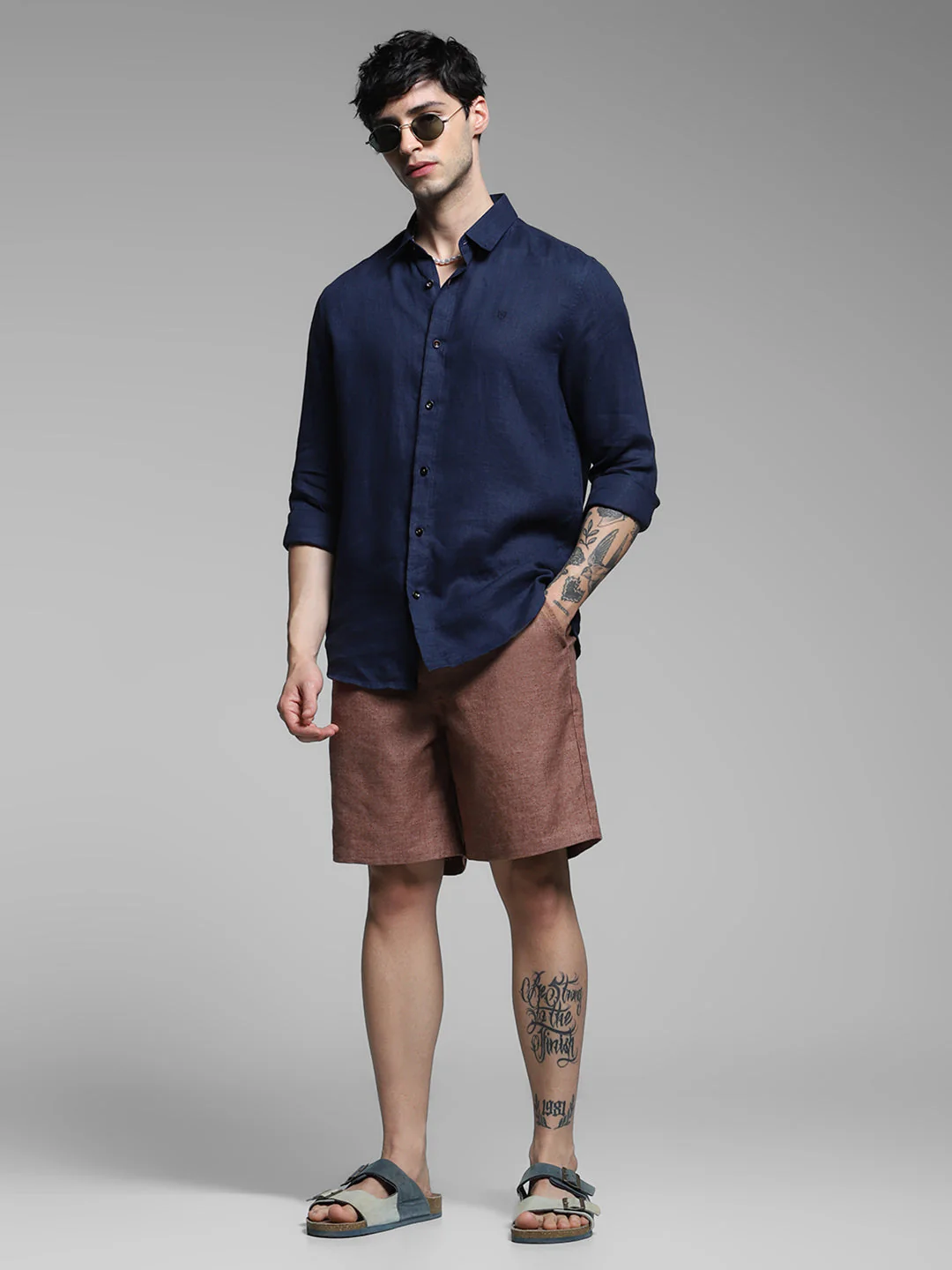 JACK&JONES Dark Brown Linen Blend Shorts - Image 6