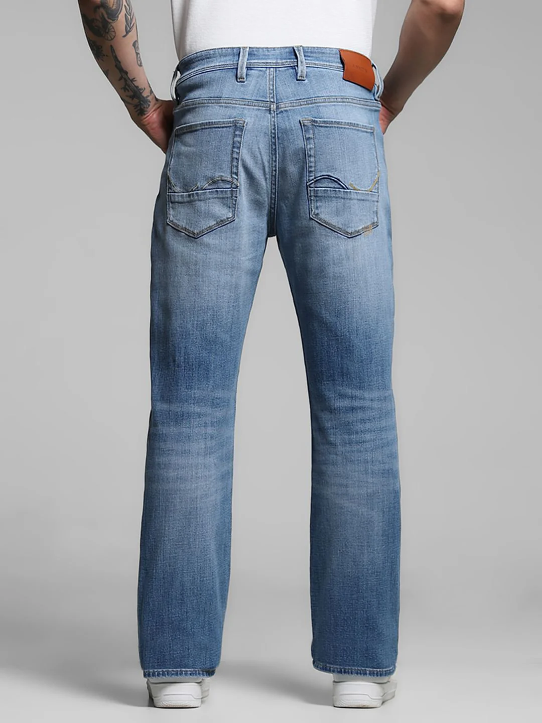 Light Blue High Rise Distressed Bootcut Jeans - Image 3