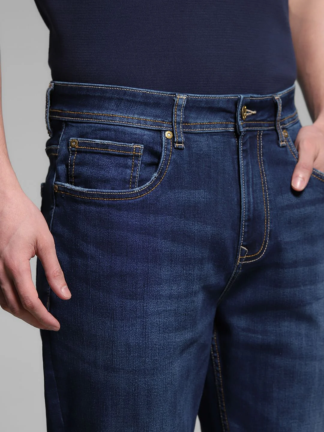 Dark Blue Mid Rise Cliff Bootcut Jeans - Image 4