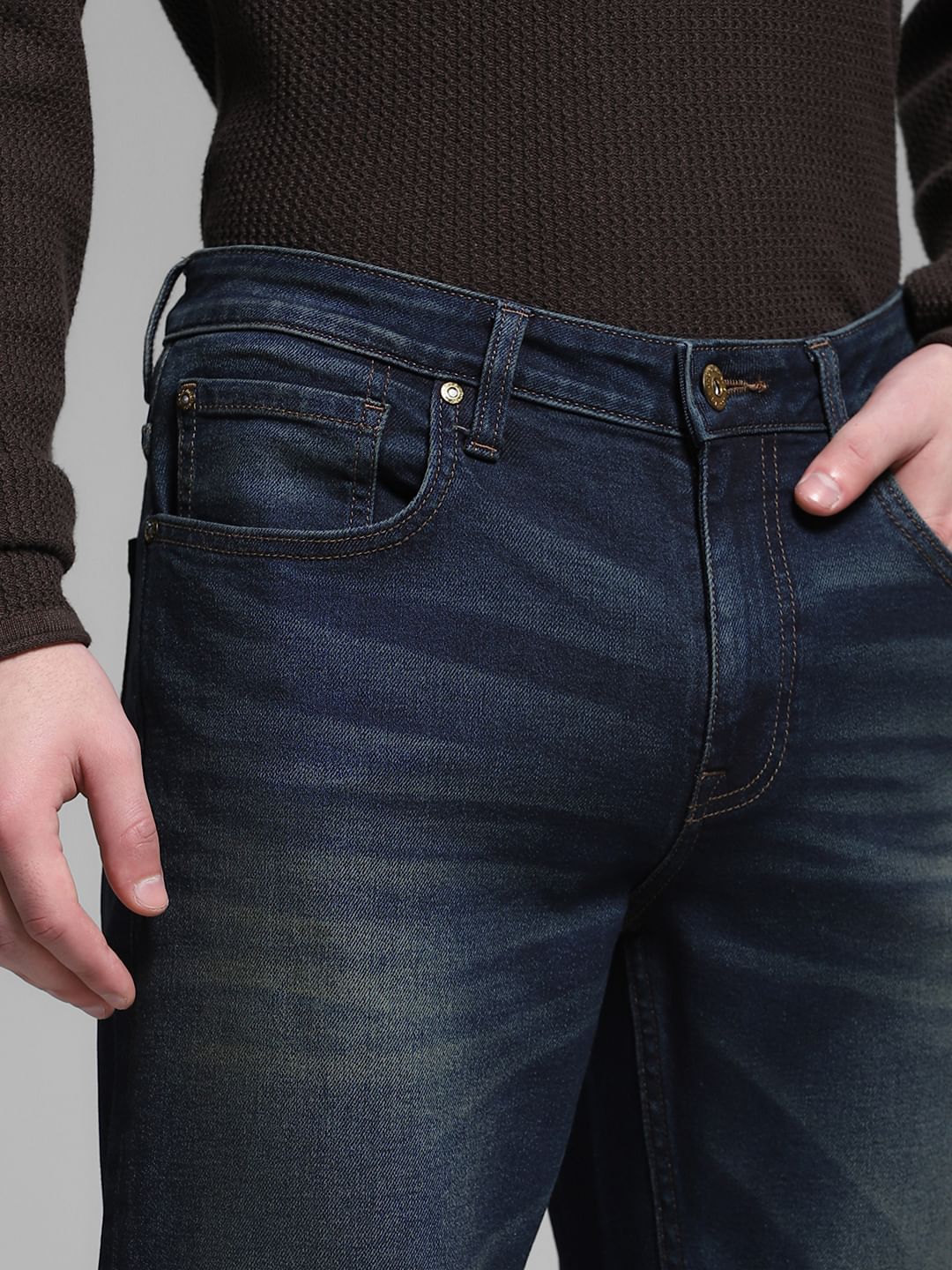 Dark Blue Low Rise Clark Regular Fit Jeans - Image 4