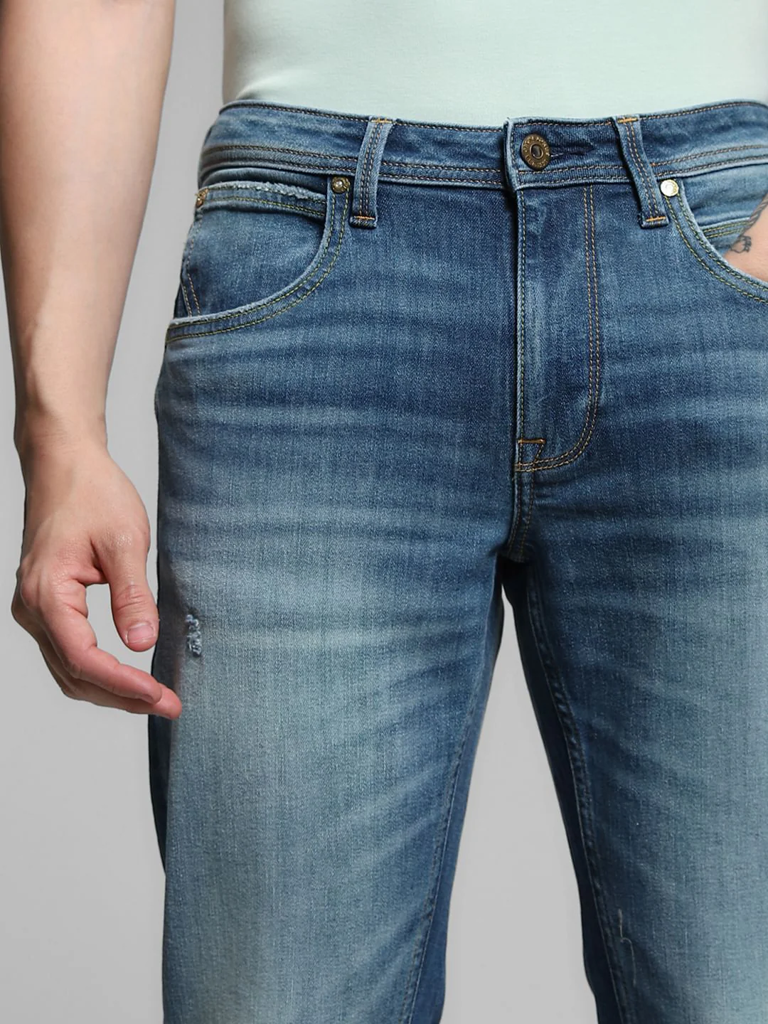 Blue Cotton Clark Regular Fit Jeans - Image 4