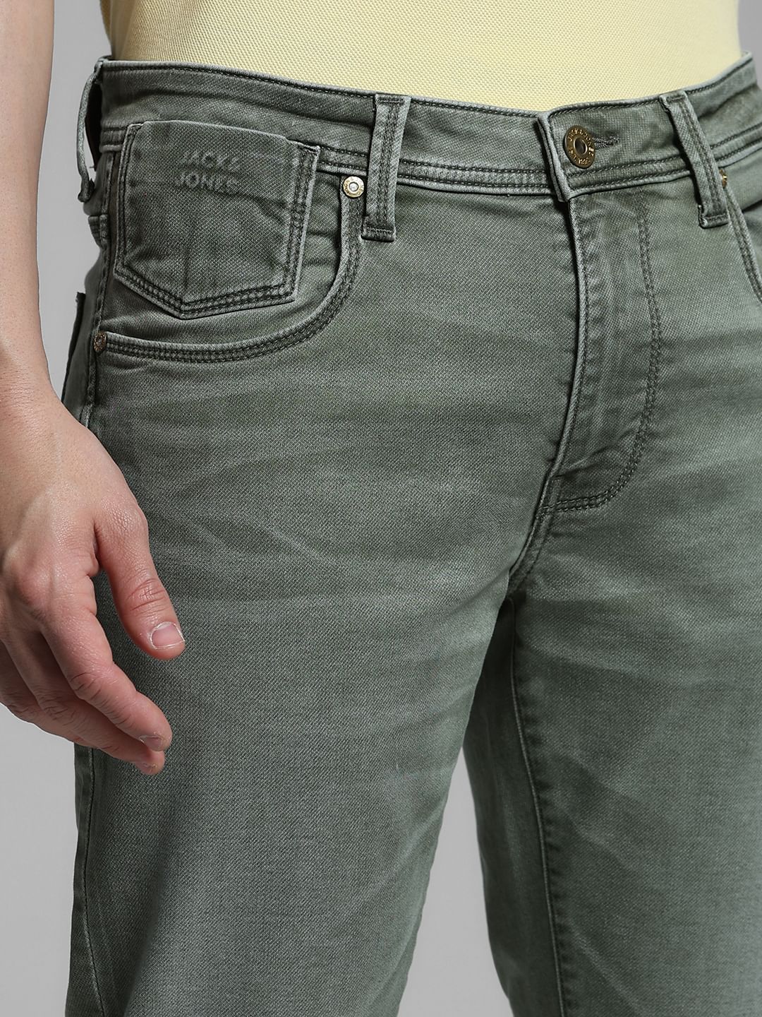 Olive Low Rise Glenn Slim Fit Jeans - Image 4