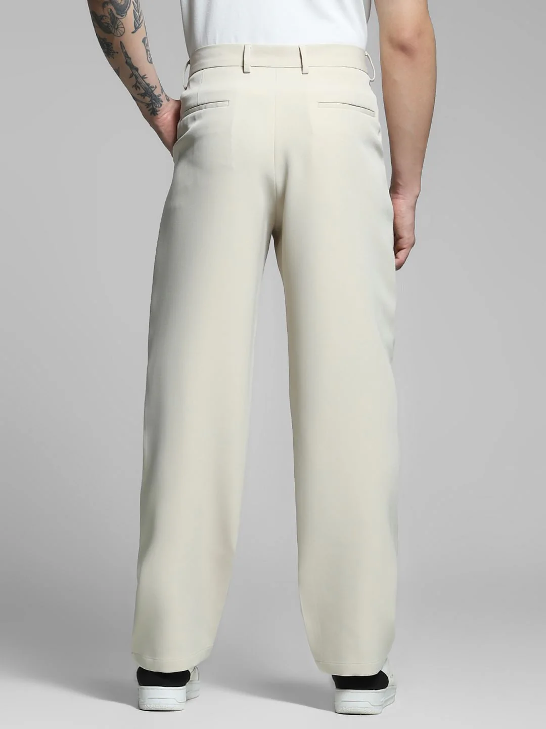 Beige High Rise Loose Fit Pants - Image 3