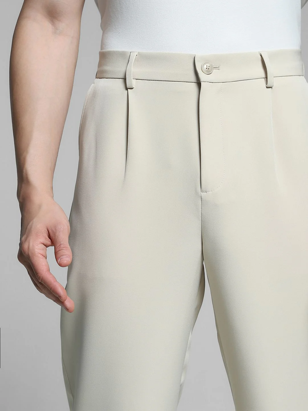 Beige High Rise Loose Fit Pants - Image 4