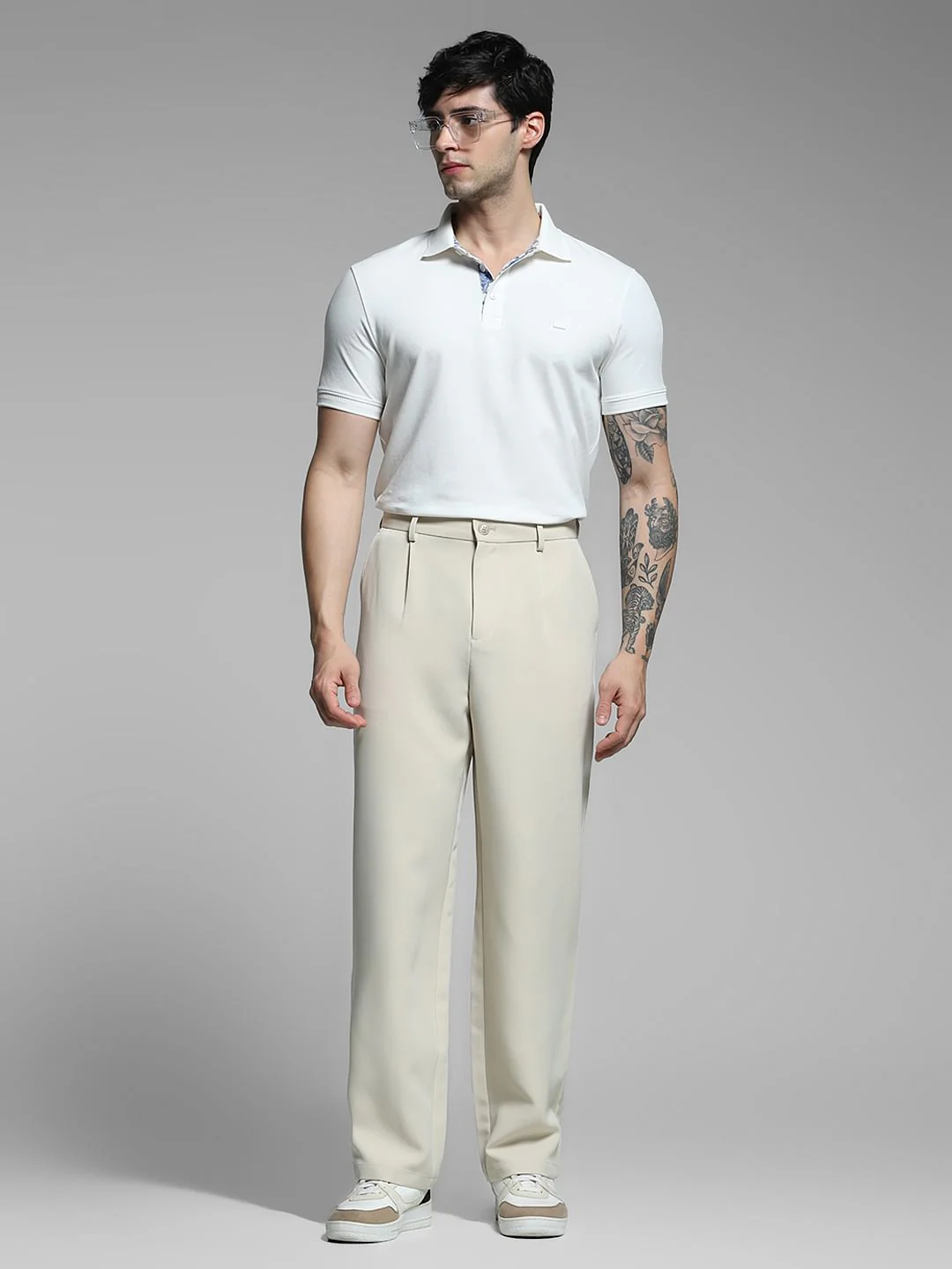 Beige High Rise Loose Fit Pants - Image 6
