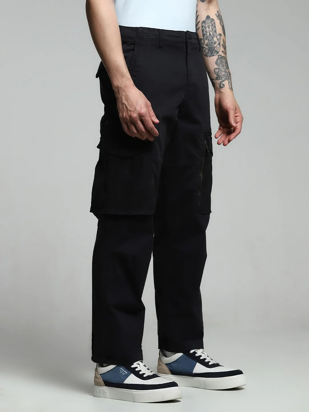 Black Yarn Dyed Cargo Pants - Image 2