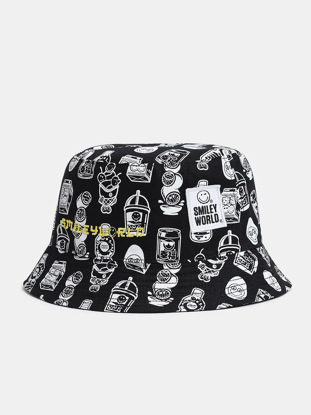 SMILEY Black Printed Reversible Bucket Hat - Image 3