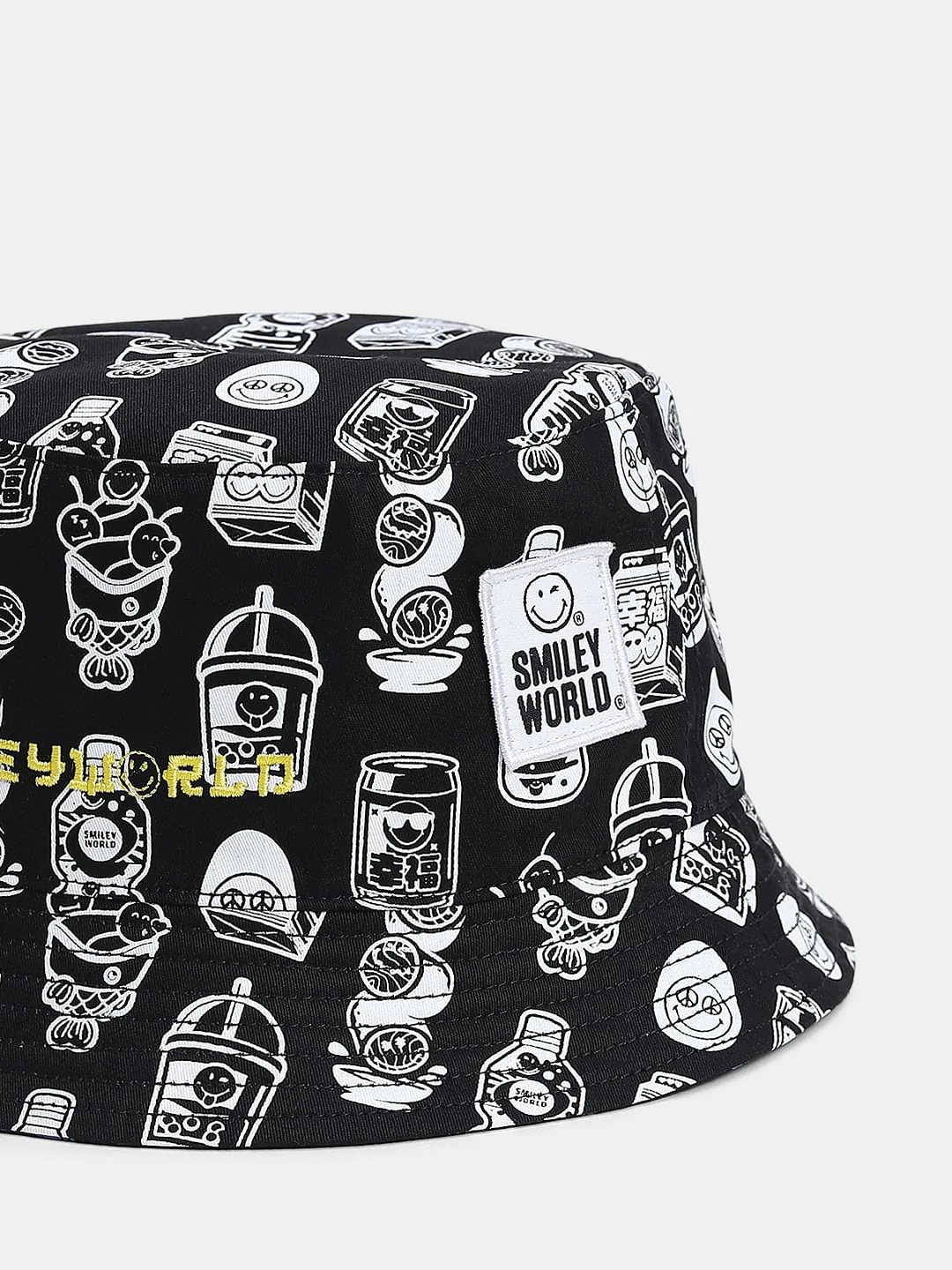 SMILEY Black Printed Reversible Bucket Hat - Image 5