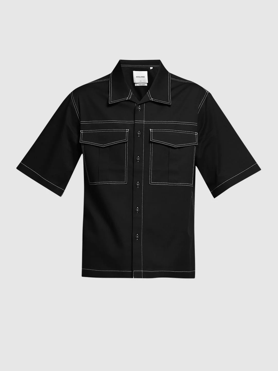Black Contrast Stitch Co-ord Set Overshirt - Image 7