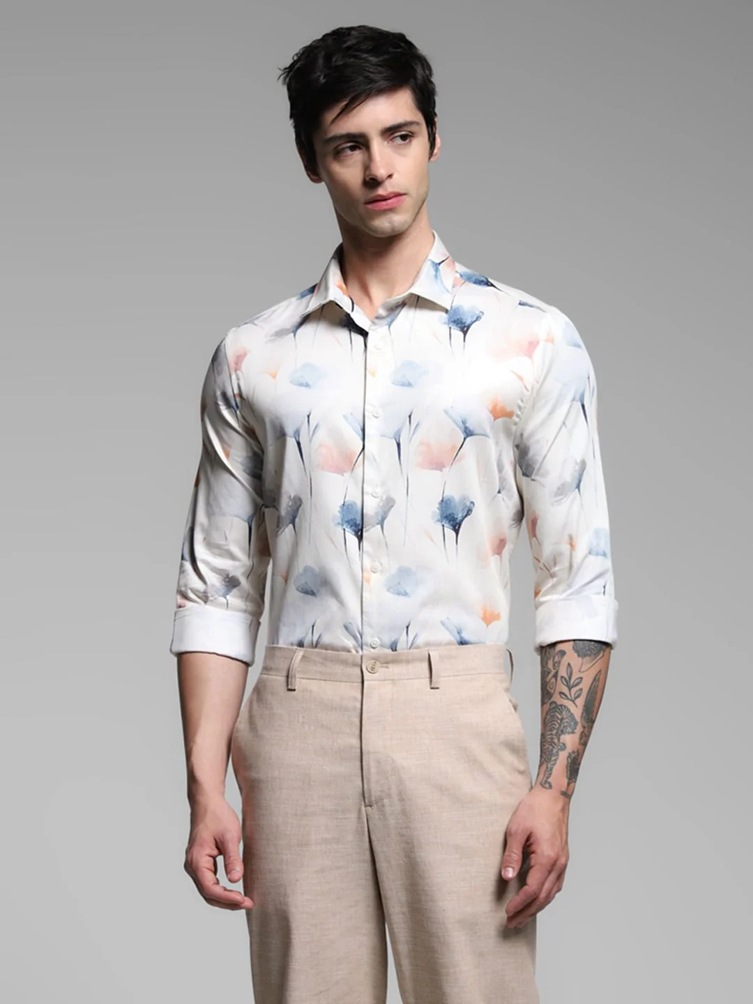 White Printed Cotton Shirt - Image 2