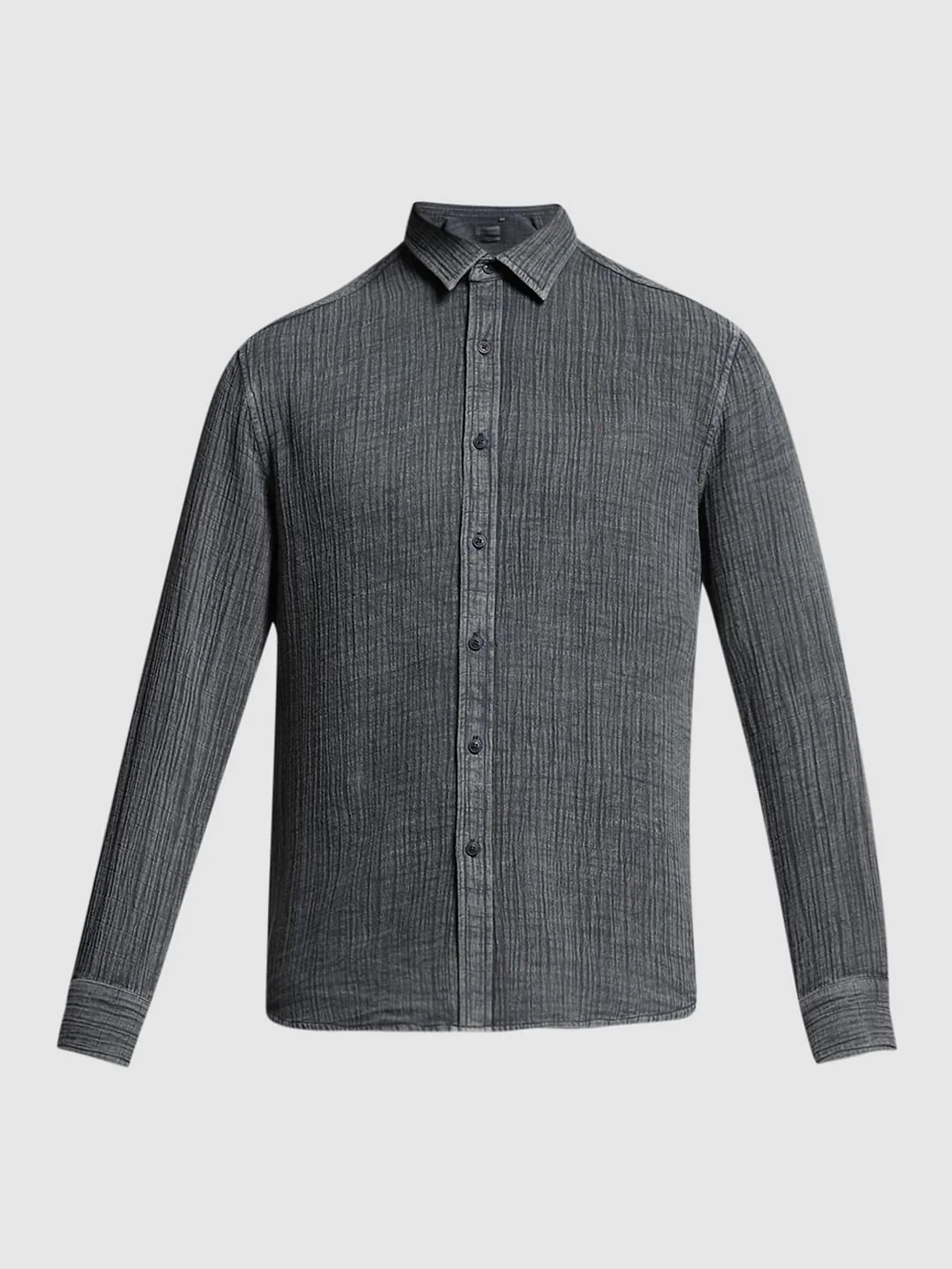 Grey Acid Washed Cotton Shirt - Image 7