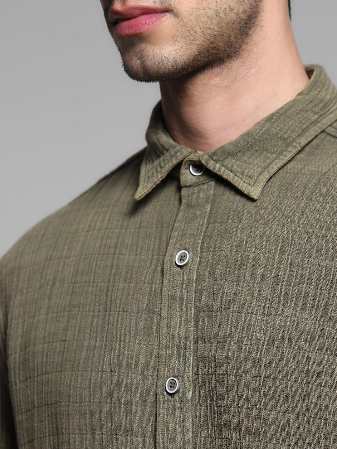 Green Acid Washed Cotton Shirt - Image 5