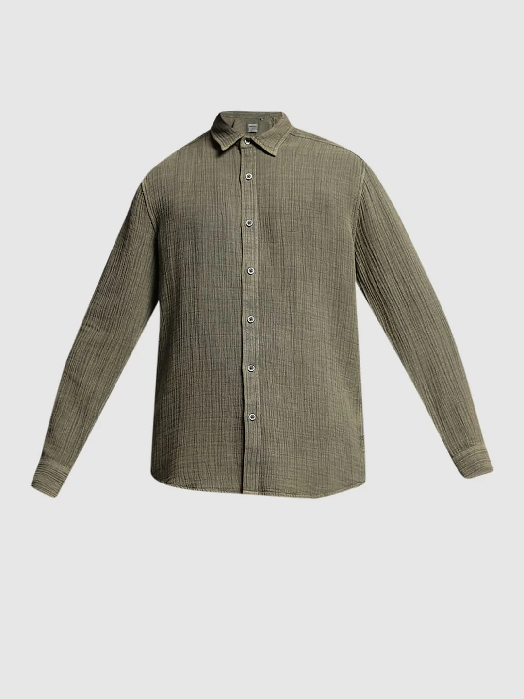 Green Acid Washed Cotton Shirt - Image 7